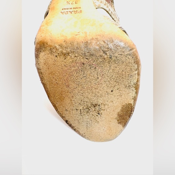 Prada Snakeskin Cage Open Toe Heels 37.5 - Picture 10 of 14